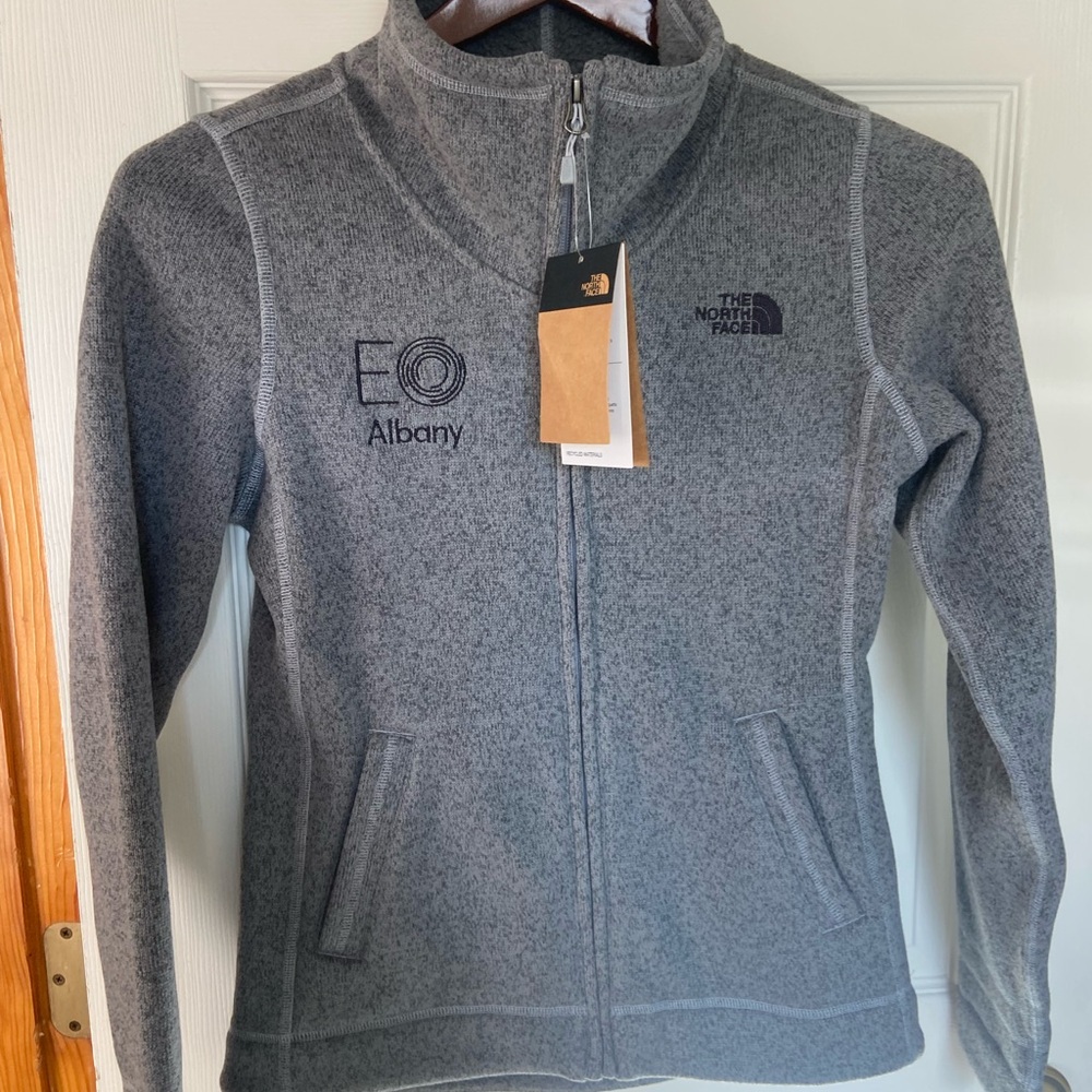 The North Face Women’s Fleece Jacket Small Gray Full Zip Recycled w/ Logo - Picture 1 of 9